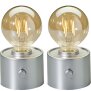Vintage Akku Glühbirne Edison LED Tischlampe USB-C dimmbar mit Drehschalter  moderne Dekoration 2x Silber matt