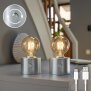 Vintage Akku Glühbirne Edison LED Tischlampe USB-C dimmbar mit Drehschalter  moderne Dekoration 2x Silber matt