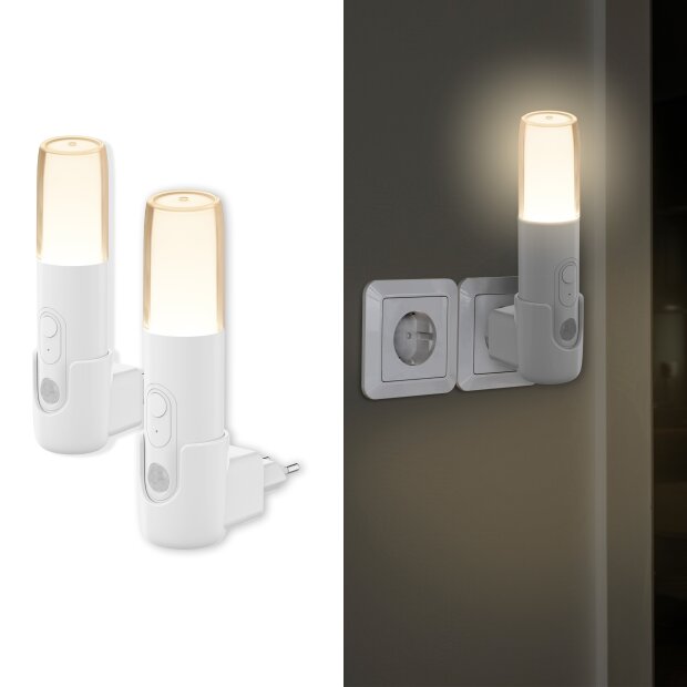 LED Orientierungsleuchte mit Bewegungsmelder  Nachtlicht mit Induktionsladung - Rund 2er-Set