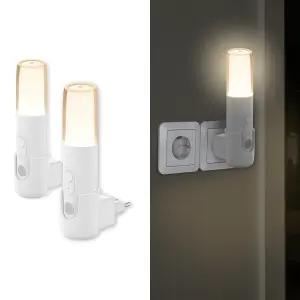 LED Orientierungsleuchte mit Bewegungsmelder  Nachtlicht mit Induktionsladung - Rund 2er-Set