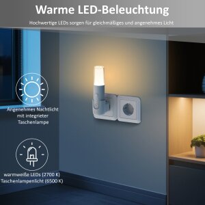 LED Orientierungsleuchte mit Bewegungsmelder  Nachtlicht mit Induktionsladung - Rund 2er-Set