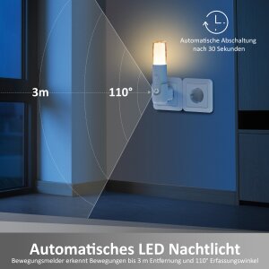 LED Orientierungsleuchte mit Bewegungsmelder  Nachtlicht mit Induktionsladung - Rund 2er-Set