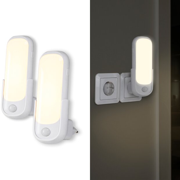 LED Orientierungsleuchte mit Bewegungsmelder  Nachtlicht mit Induktionsladung - Oval 2er-Set