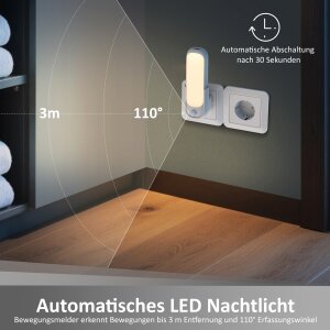 LED Orientierungsleuchte mit Bewegungsmelder  Nachtlicht mit Induktionsladung - Oval 2er-Set