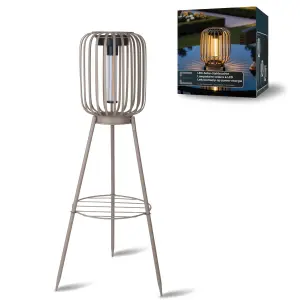 LED Solar Stehleuchte 3in1 Gartenlampe Außenleuchte mit COB LED warmweiß Lichtsensor wetterfest IP44 Solarleuchte Terrasse Balkon Gartenbeleuchtung kabellos beige