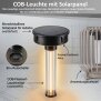 LED Solar Stehleuchte 3in1 Gartenlampe Außenleuchte mit COB LED warmweiß Lichtsensor wetterfest IP44 Solarleuchte Terrasse Balkon Gartenbeleuchtung kabellos beige
