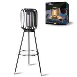 LED Solar Stehleuchte 3in1 Gartenlampe Außenleuchte mit COB LED warmweiß Lichtsensor wetterfest IP44 Solarleuchte Terrasse Balkon Gartenbeleuchtung kabellos schwarz