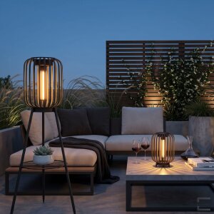LED Solar Stehleuchte 3in1 Gartenlampe Außenleuchte mit COB LED warmweiß Lichtsensor wetterfest IP44 Solarleuchte Terrasse Balkon Gartenbeleuchtung kabellos schwarz