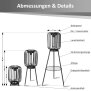 LED Solar Stehleuchte 3in1 Gartenlampe Außenleuchte mit COB LED warmweiß Lichtsensor wetterfest IP44 Solarleuchte Terrasse Balkon Gartenbeleuchtung kabellos schwarz