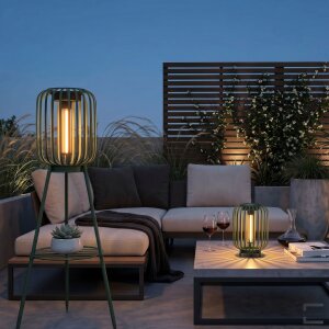 LED Solar Stehleuchte 3in1 Gartenlampe Außenleuchte mit COB LED warmweiß Lichtsensor wetterfest IP44 Solarleuchte Terrasse Balkon Gartenbeleuchtung kabellos grün