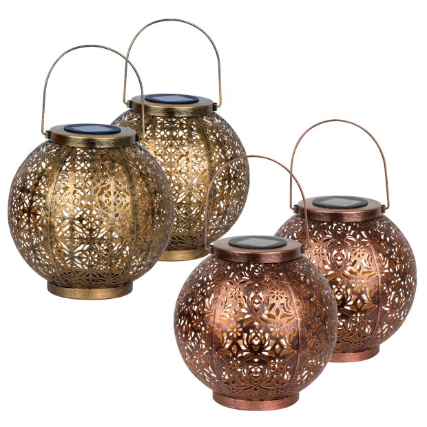 LED Solar Laterne Marrakesh 2er Set Gartenleuchte Metall warmweiß RGB Solarleuchte Außen Boho Deko