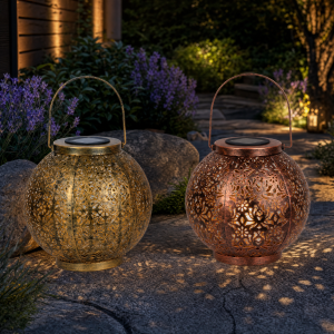 LED Solar Laterne Marrakesh 2er Set Gartenleuchte Metall warmweiß RGB Solarleuchte Außen Boho Deko