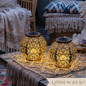 LED Solar Laterne Marrakesh 2er-Set Gartenleuchte Metall...