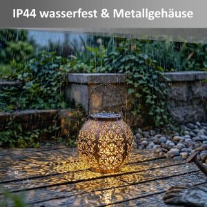 LED Solar Laterne Marrakesh 2er-Set Gartenleuchte Metall warmweiß RGB Solarleuchte Außen - Kupfer