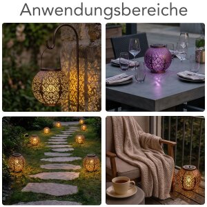 LED Solar Laterne Marrakesh 2er-Set Gartenleuchte Metall warmweiß RGB Solarleuchte Außen - Kupfer
