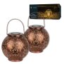 LED Solar Laterne Marrakesh 2er-Set Gartenleuchte Metall warmweiß RGB Solarleuchte Außen - Kupfer