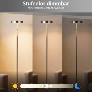 LED Stehleuchte dimmbar mit Gestensteuerung 700 Lumen warmweiß 3000K moderne Wohnzimmerlampe Metall Stehlampe innen Designlampe Schlafzimmer
