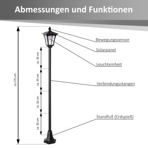 LED Solar Gartenlaterne 3in1 mit Bewegungsmelder...