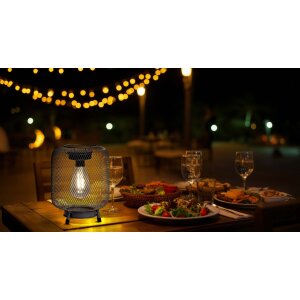 LED Solar Stehlampe Stehleuchte Tischlampe mit warmweißem Licht für den Außenbereich 66cm hoch Netz anthrazit