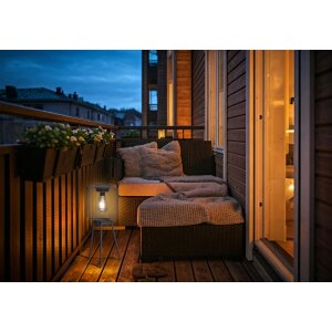 LED Solar Stehlampe Stehleuchte Tischlampe mit warmweißem Licht für den Außenbereich 66cm hoch Netz anthrazit
