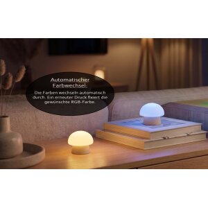 Northpoint Mushroom Lounge Lights LED Pilzleuchten mit Ladestation USB-C Akku IP44 für Innen Außen Touch Sensor warmweiß Farbwechsel Flackereffekt Tischlampe Garten Balkon Deko 4er-Set beige