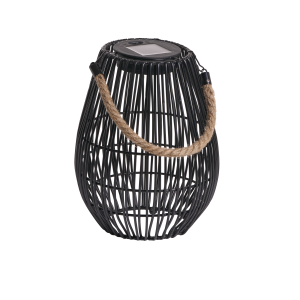 LED Solar Geflechtlaterne Gartenlampe Solarleuchte Außen Hängelampe mit Lichtsensor RGB Farbwechsel warmweiß wetterfest IP44 dekorative Außenbeleuchtung Balkon Terrasse Oval schwarz
