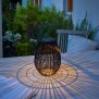 LED Solar Geflechtlaterne Gartenlampe Solarleuchte Außen Hängelampe mit Lichtsensor RGB Farbwechsel warmweiß wetterfest IP44 dekorative Außenbeleuchtung Balkon Terrasse Oval schwarz