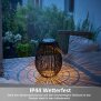LED Solar Geflechtlaterne Gartenlampe Solarleuchte Außen Hängelampe mit Lichtsensor RGB Farbwechsel warmweiß wetterfest IP44 dekorative Außenbeleuchtung Balkon Terrasse Oval schwarz