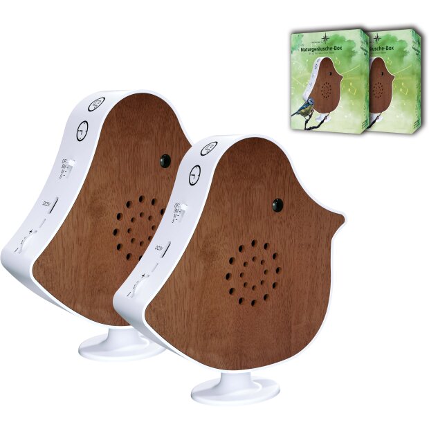 Naturgeräusche Box Vogel Sound Box Echtholz Bewegungsmelder Sound Sensor Timer USB-C Kirschholz 2er-Set