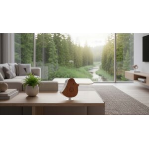 Naturgeräusche Box Vogel Sound Box Echtholz Bewegungsmelder Sound Sensor Timer USB-C Kirschholz 2er-Set