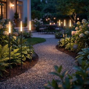 LED Solar Gartenleuchte Gartensticks 6er-Set...