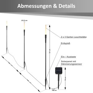 LED Solar Gartenleuchte Gartensticks 6er-Set...