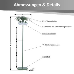 LED Solar Palme Stehleuchte Outdoor LED Gartenlampe mit...
