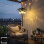 LED Solar Palme Stehleuchte Outdoor LED Gartenlampe mit Dämmerungssensor warmweiß 3000K IP44 wetterfest Balkon Terrasse Garten Solarleuchte mit Akku Metall