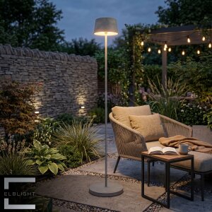 LED Solar Stehleuchte Outdoor dimmbar mit Dämmerungssensor USB-C Gartenleuchte warmweiß 3000K IP44 wetterfest Außenleuchte Terrasse Balkon Steinoptik 122 cm