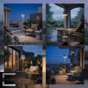 LED Solar Stehleuchte Outdoor dimmbar mit Dämmerungssensor USB-C Gartenleuchte warmweiß 3000K IP44 wetterfest Außenleuchte Terrasse Balkon Steinoptik 122 cm