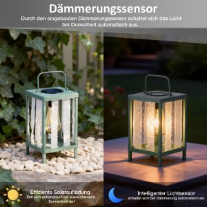 Solar Laterne LED Gartenleuchte Outdoor Tischleuchte...