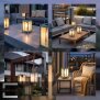 Solar Laterne LED Gartenleuchte Outdoor Tischleuchte warmweiß Dämmerungssensor IP44 wetterfest Metall Echtglas Balkon Terrasse Hängelampe Solarleuchte