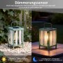 Solar Laterne LED Gartenleuchte Outdoor Tischleuchte warmweiß Dämmerungssensor IP44 wetterfest Metall Echtglas Balkon Terrasse Hängelampe Solarleuchte