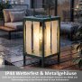 Solar Laterne LED Gartenleuchte Outdoor Tischleuchte warmweiß Dämmerungssensor IP44 wetterfest Metall Echtglas Balkon Terrasse Hängelampe Solarleuchte