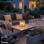 Solar Laterne LED Gartenleuchte Outdoor Tischleuchte warmweiß Dämmerungssensor IP44 wetterfest Metall Echtglas Balkon Terrasse Hängelampe Solarleuchte