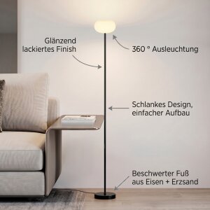 LED Design Stehleuchte dimmbar mit Trittschalter warmweiß 3000K Metall Stehlampe Wohnzimmer Schlafzimmer Leselampe Memory Funktion 661 Lumen extra langes 2,5 m Kabel moderner Stil Wolke Schwarz