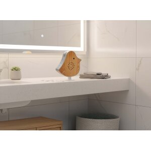 B-Ware Northpoint Naturgeräusche Box Vogel Sound Box Echtholz Bewegungsmelder Sound Sensor Timer USB-C Weißesche
