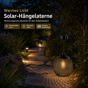 Northpoint Solar LED Hängelaterne NP-GH-MH Metall Mesh Filament Warmweiß IP44