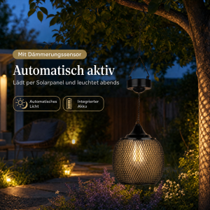 Northpoint Solar LED Hängelaterne NP-GH-MH Metall Mesh Filament Warmweiß IP44