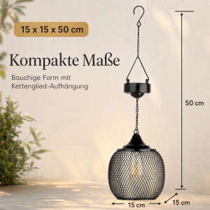 Northpoint Solar LED Hängelaterne NP-GH-MH Metall Mesh Filament Warmweiß IP44