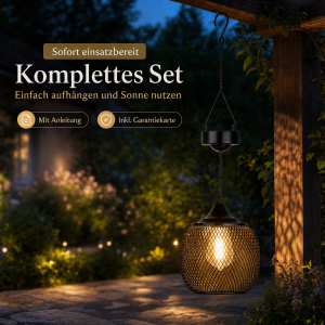 Northpoint Solar LED Hängelaterne NP-GH-MH Metall Mesh Filament Warmweiß IP44