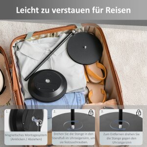 B-Ware LED Akku Kosmetikspiegel 5-fach, 3 Lichtfarben (Warmweiß/Neutralweiß/Tageslichtweiß), stufenlos dimmbar Touch, Metallgehäuse olive