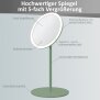 B-Ware LED Akku Kosmetikspiegel 5-fach, 3 Lichtfarben (Warmweiß/Neutralweiß/Tageslichtweiß), stufenlos dimmbar Touch, Metallgehäuse olive