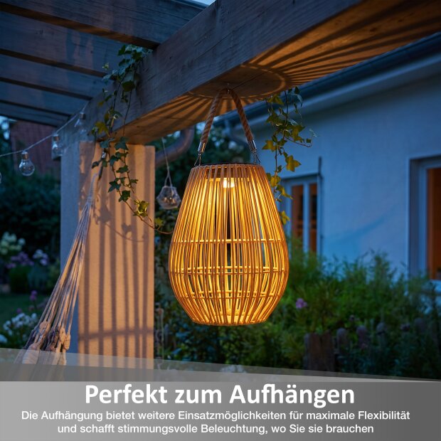 B-Ware LED Solar Geflechtlaterne Gartenlampe Solarleuchte Außen Hänge
